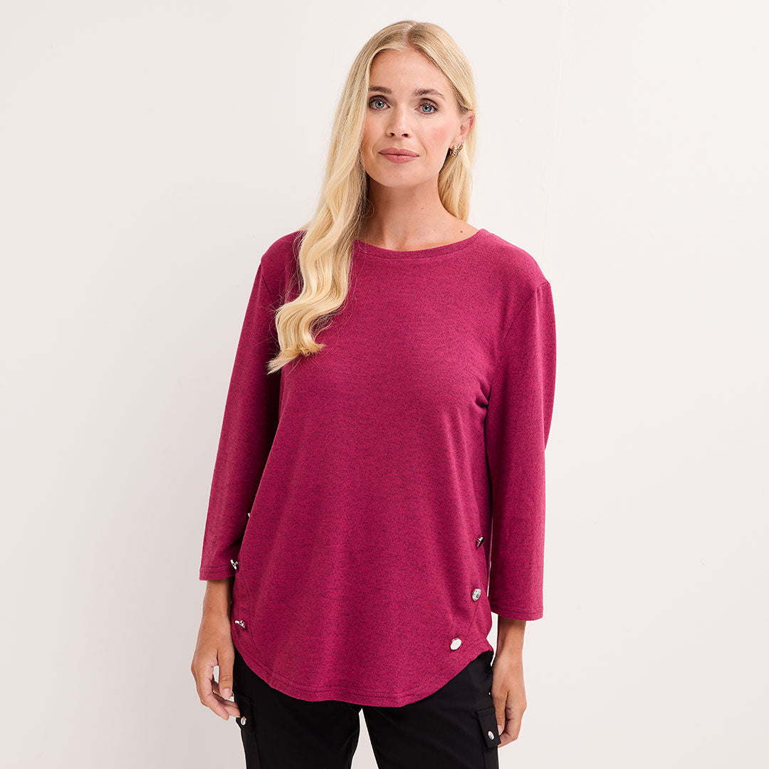 Ladies Button Hem Top