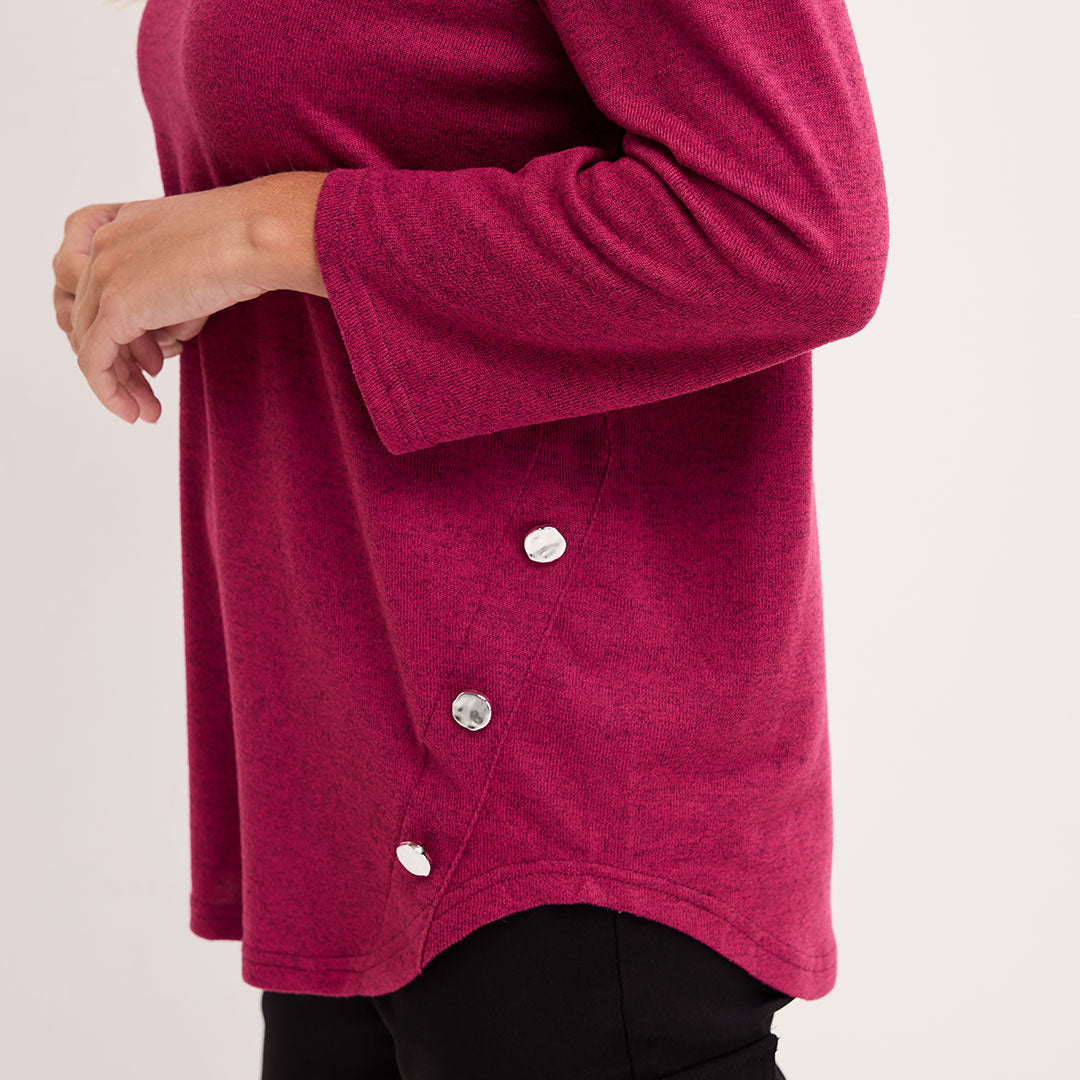 Ladies Button Hem Top