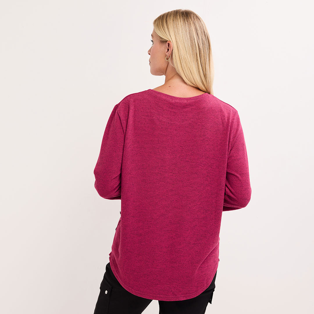 Ladies Button Hem Top