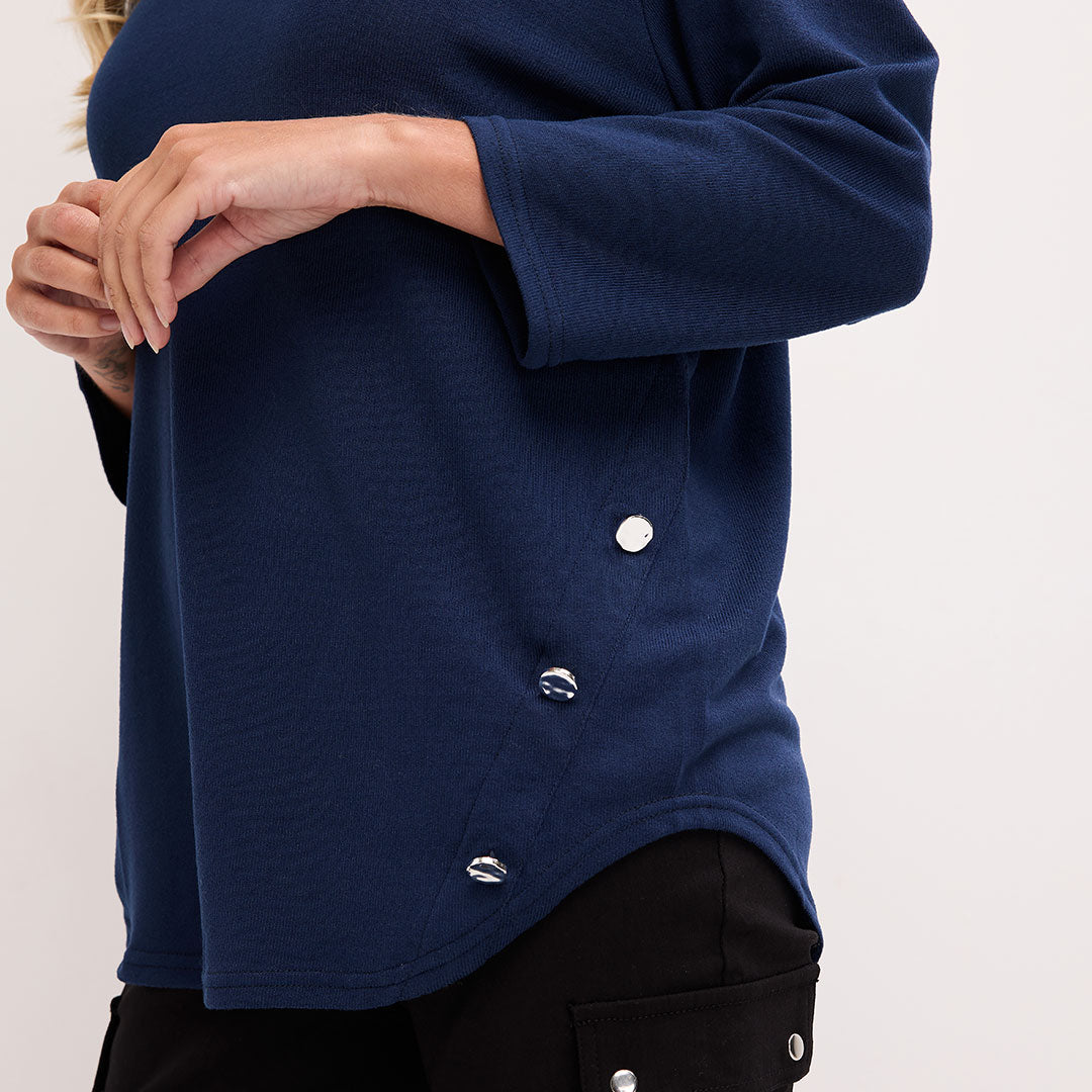 Ladies Button Hem Top