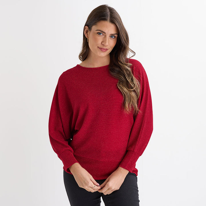 Ladies Lurex Thread Batwing Top