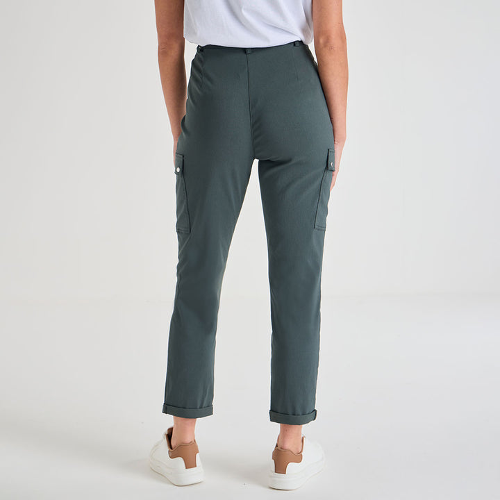Ladies Dark Khaki Bengaline Combat Trouser