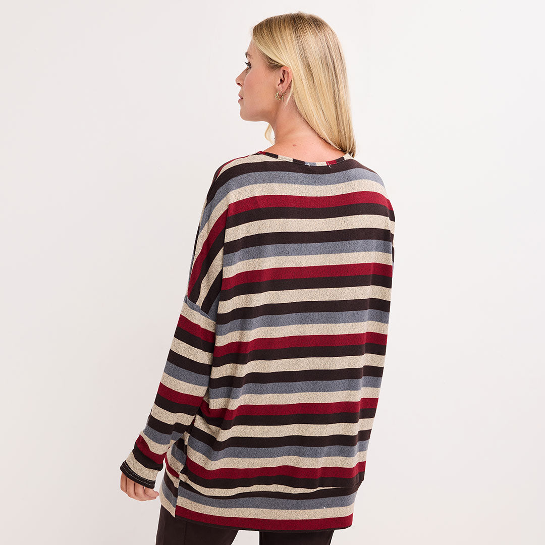 Ladies Striped Long Sleeve Top