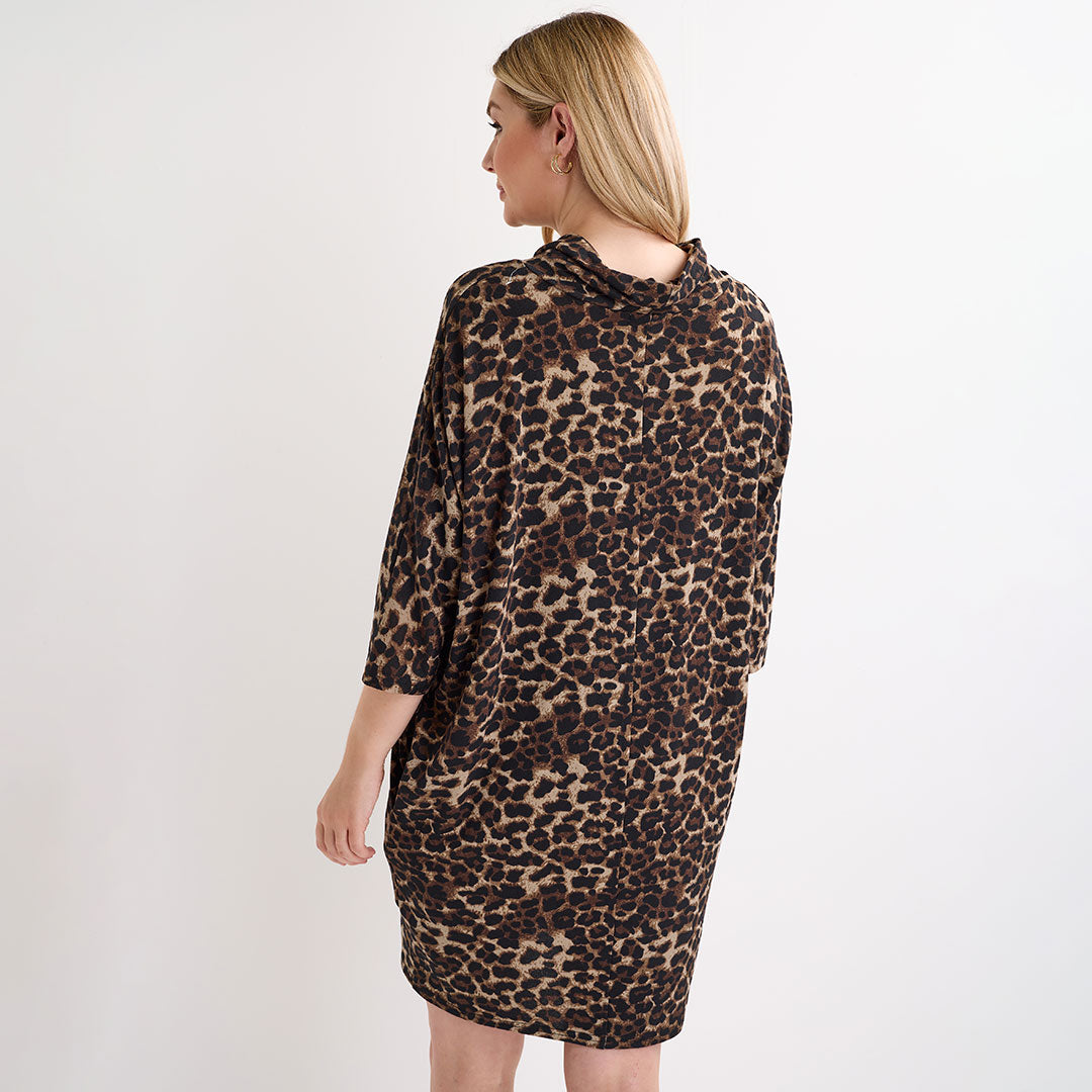 Ladies Brushed Leopard Print Dress