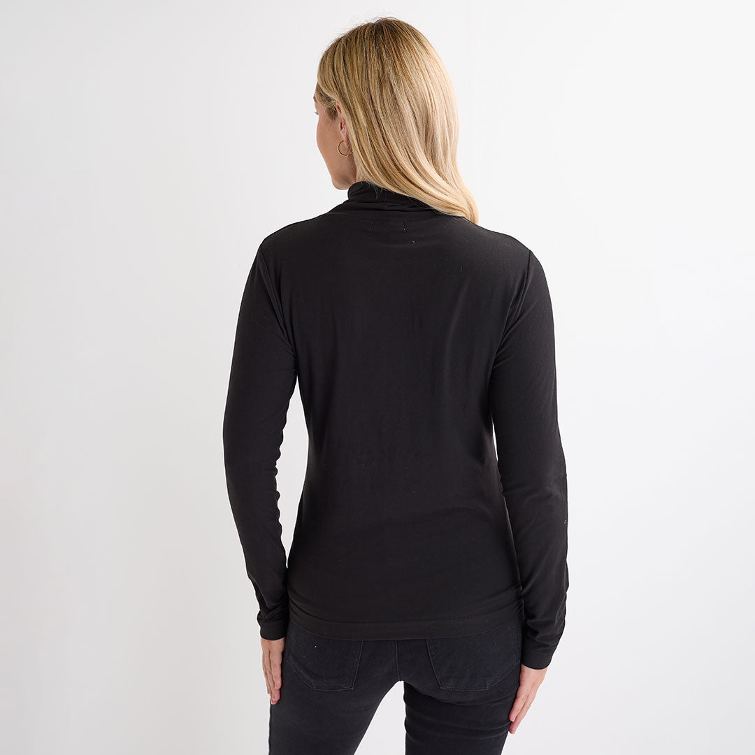 Ladies Black Soft Touch Roll Neck