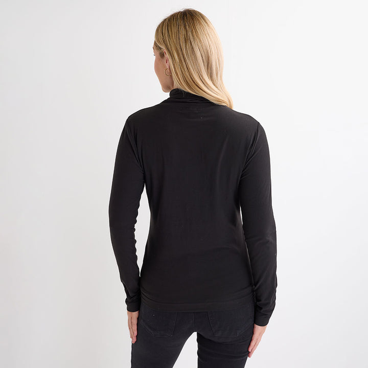 Ladies Black Soft Touch Roll Neck