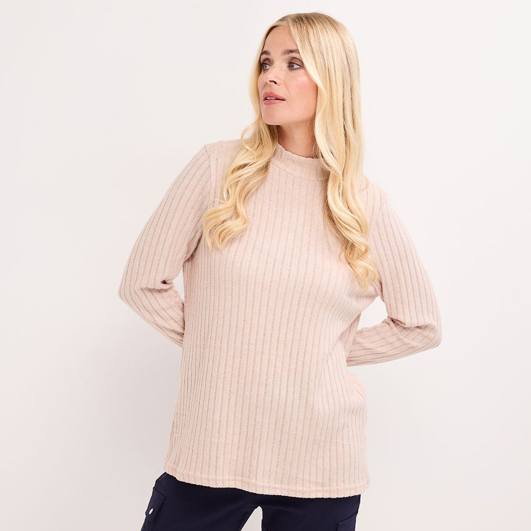 Ladies Roll Neck Ribbed Top from You Know Who's