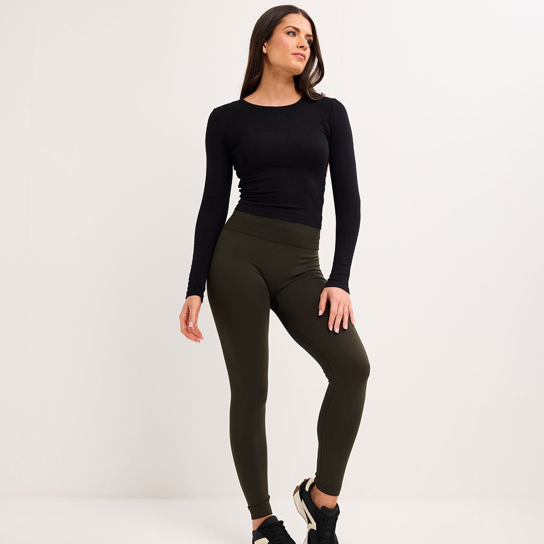 Khaki High Waisted Fleece Lined Leggings from You Know Who's