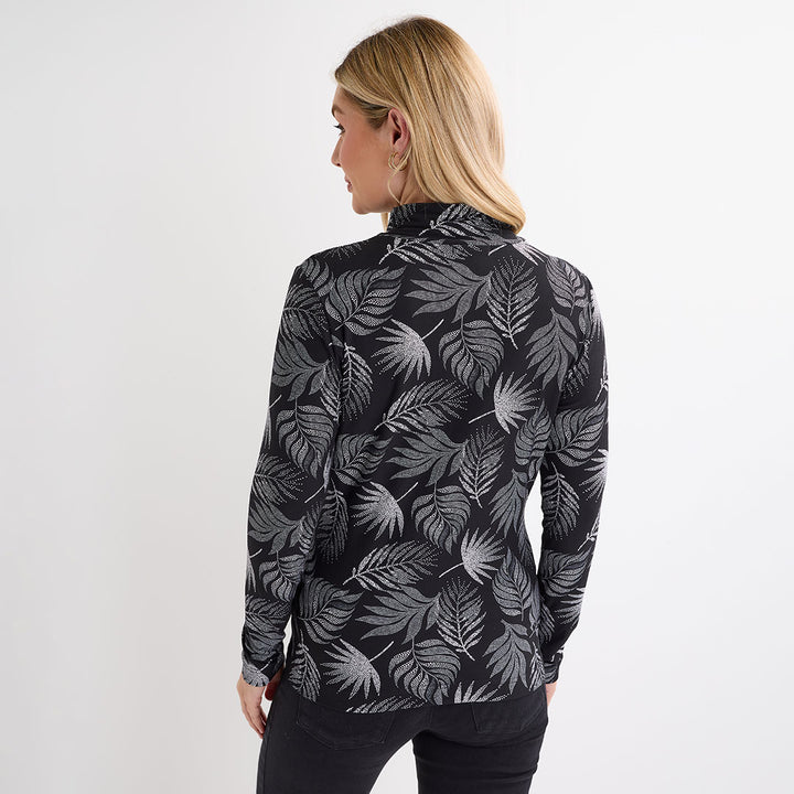 Ladies Black Leaf Soft Touch Roll Neck