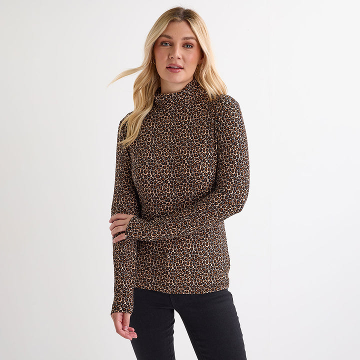 Ladies Animal Multi Soft Touch Roll Neck