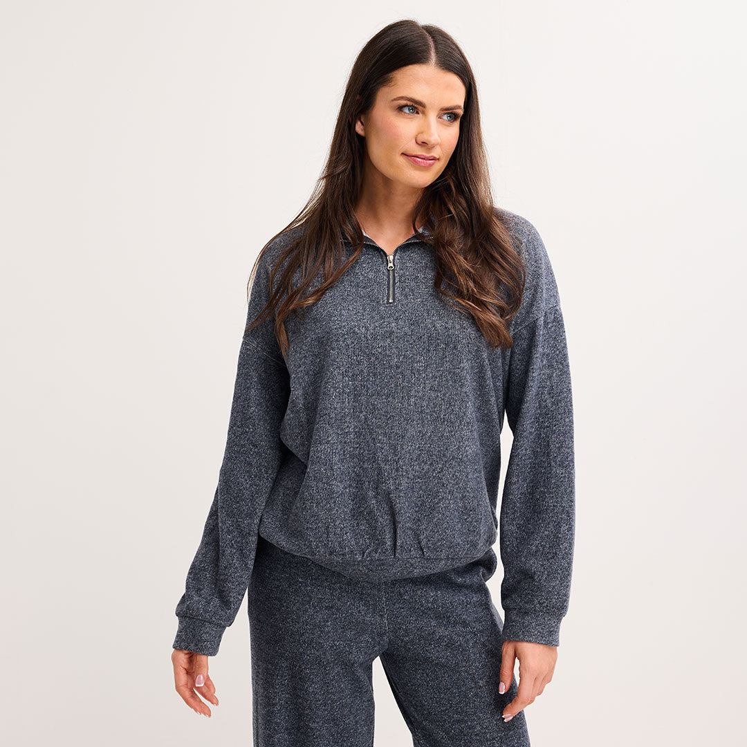 Ladies 1/4 Zip Melange Top