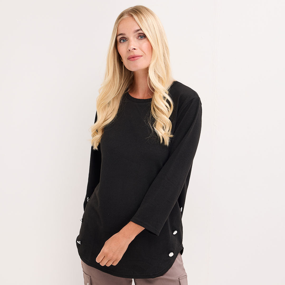 Ladies Button Hem Top