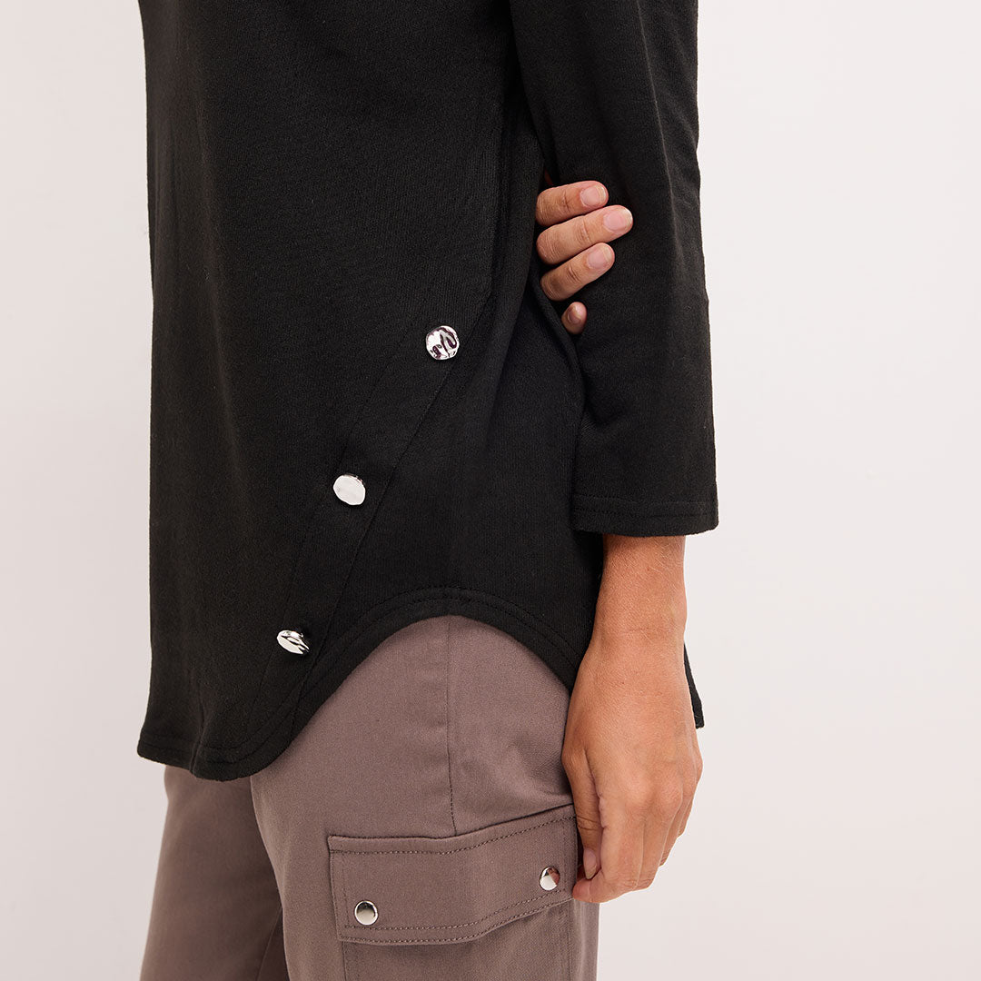 Ladies Button Hem Top
