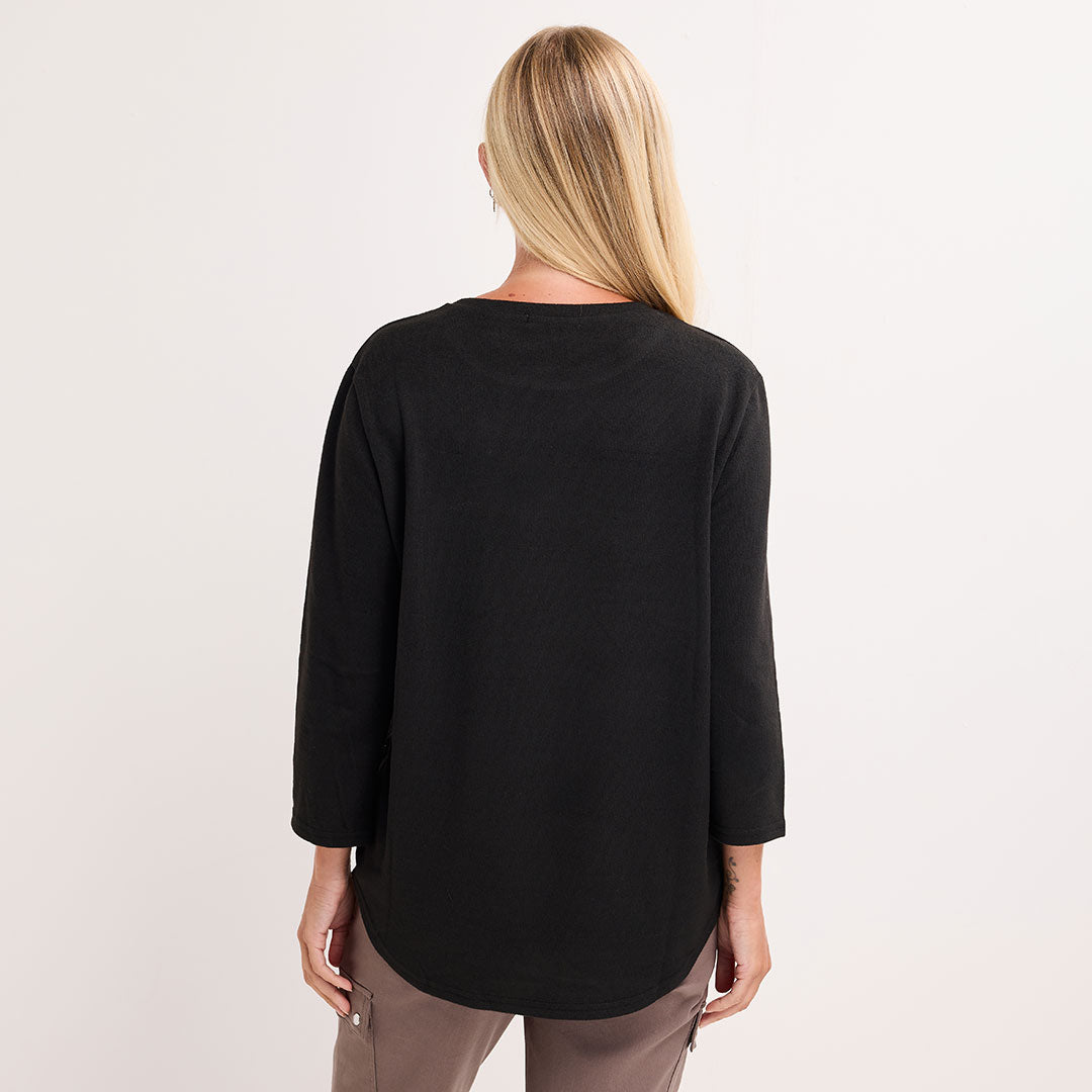 Ladies Button Hem Top