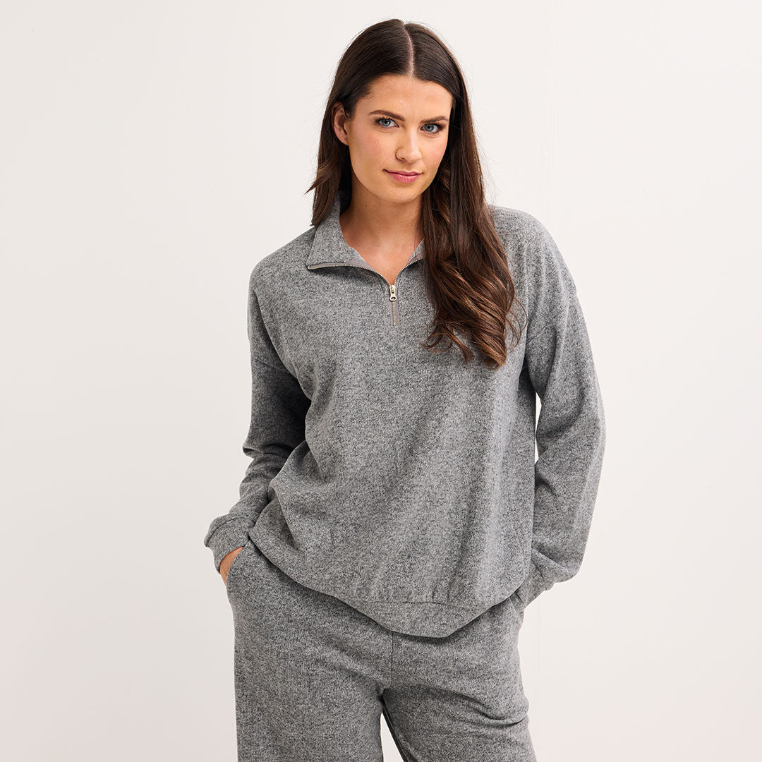 Ladies 1/4 Zip Melange Top
