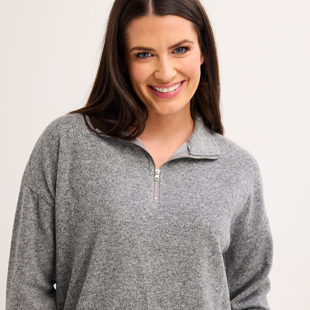 Ladies 1/4 Zip Melange Top