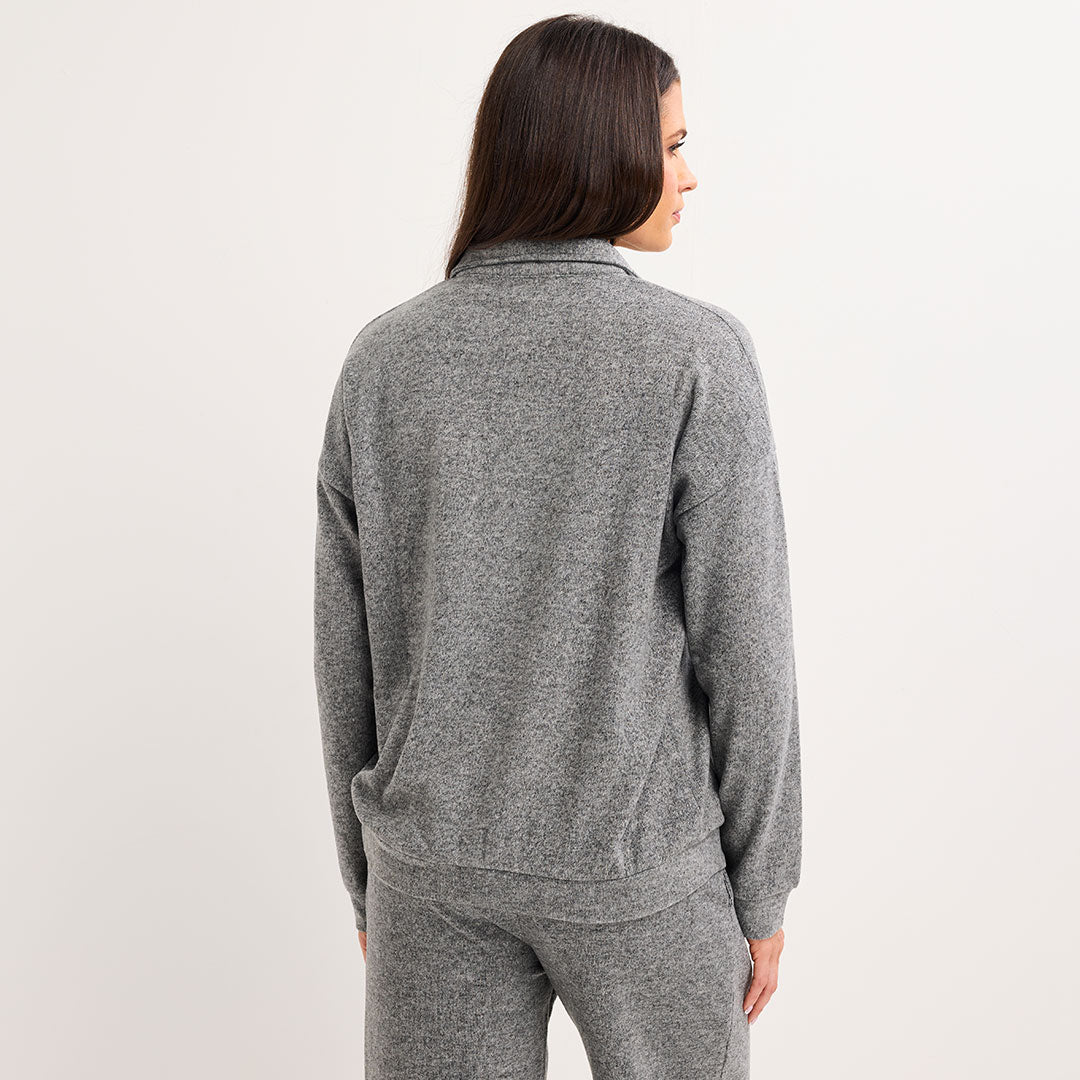 Ladies 1/4 Zip Melange Top