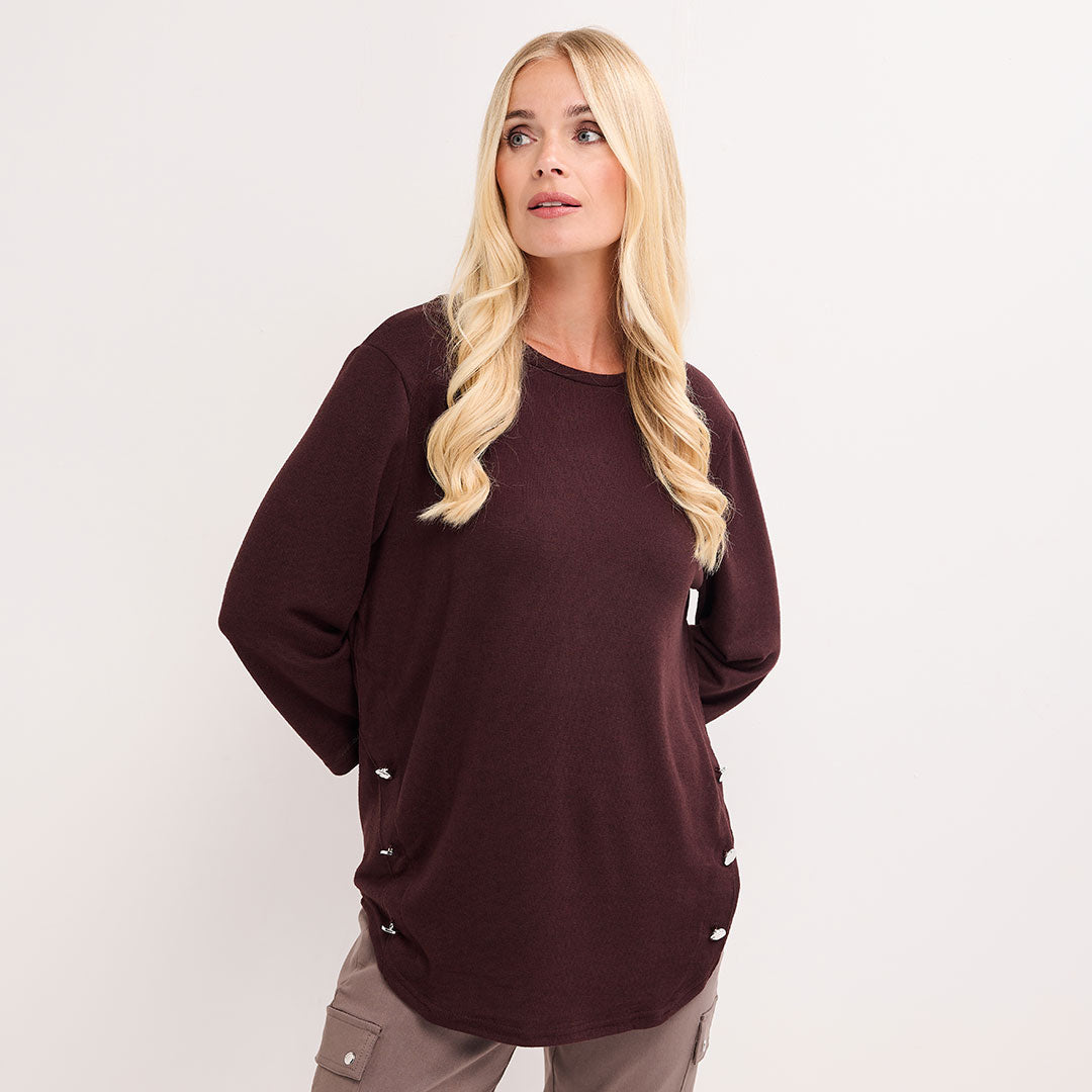 Ladies Button Hem Top
