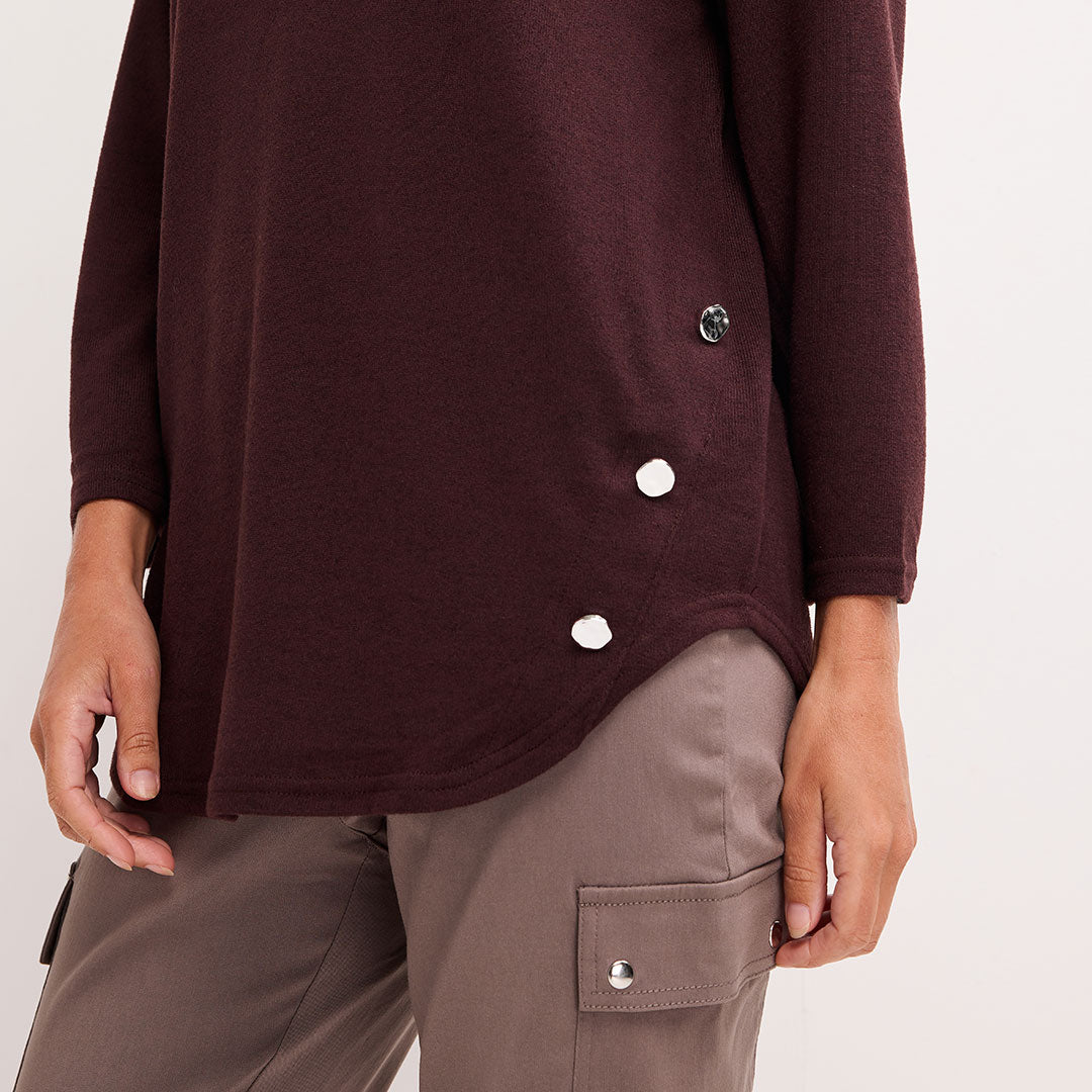 Ladies Button Hem Top