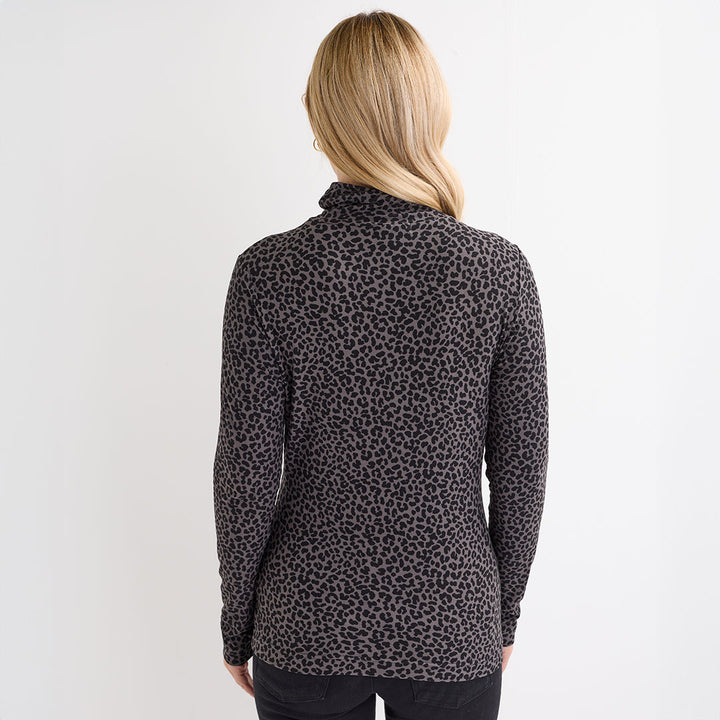 Ladies Black Grey Soft Touch Roll Neck