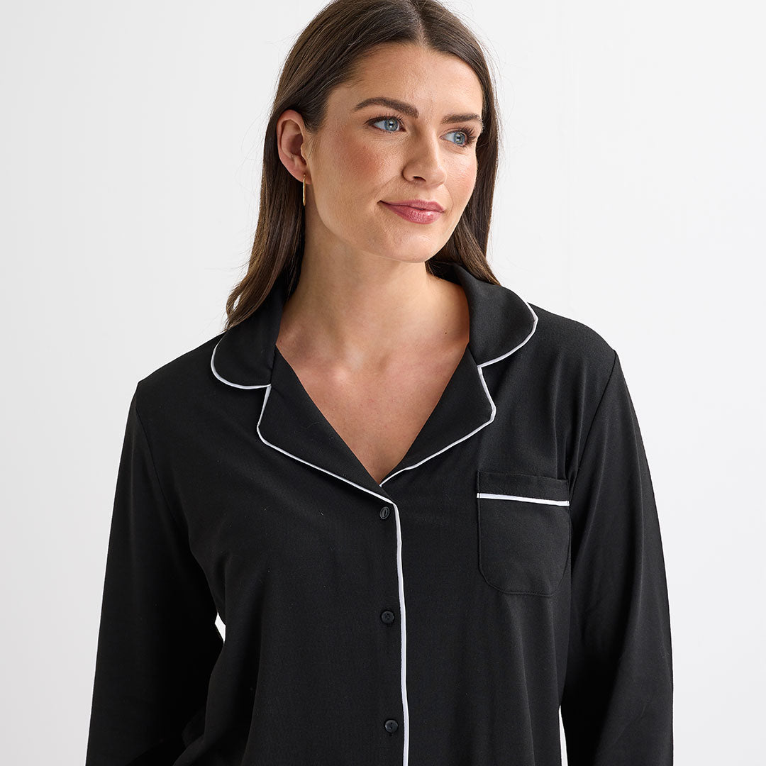 Ladies Long Black Pyjamas