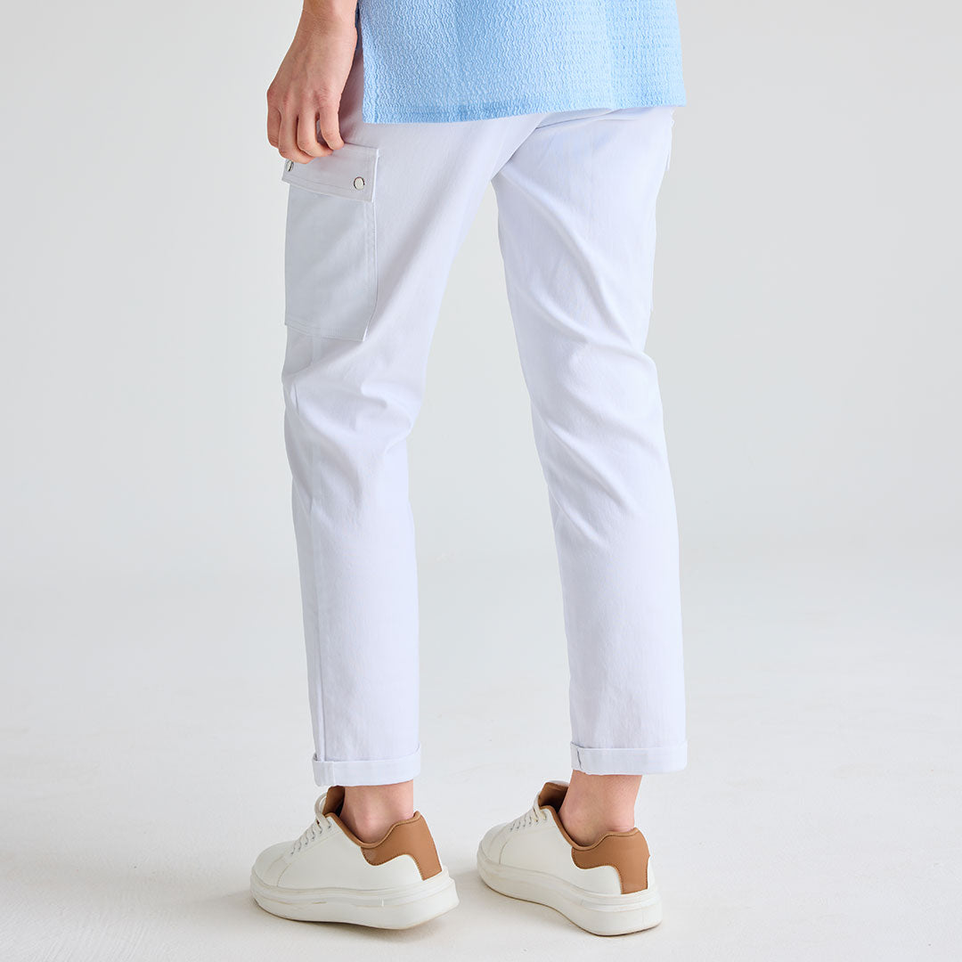 Ladies White Bengaline Combat Trouser