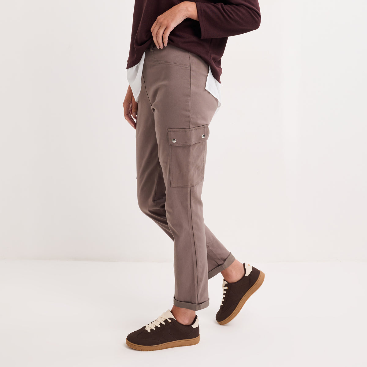 Ladies Deep Stone Bengaline Combat Trouser