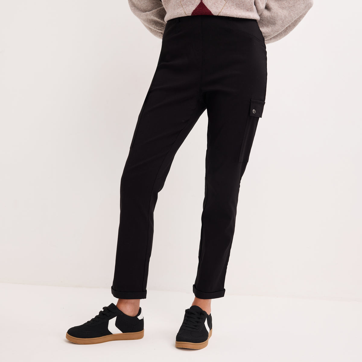 Ladies Black Bengaline Combat Trouser