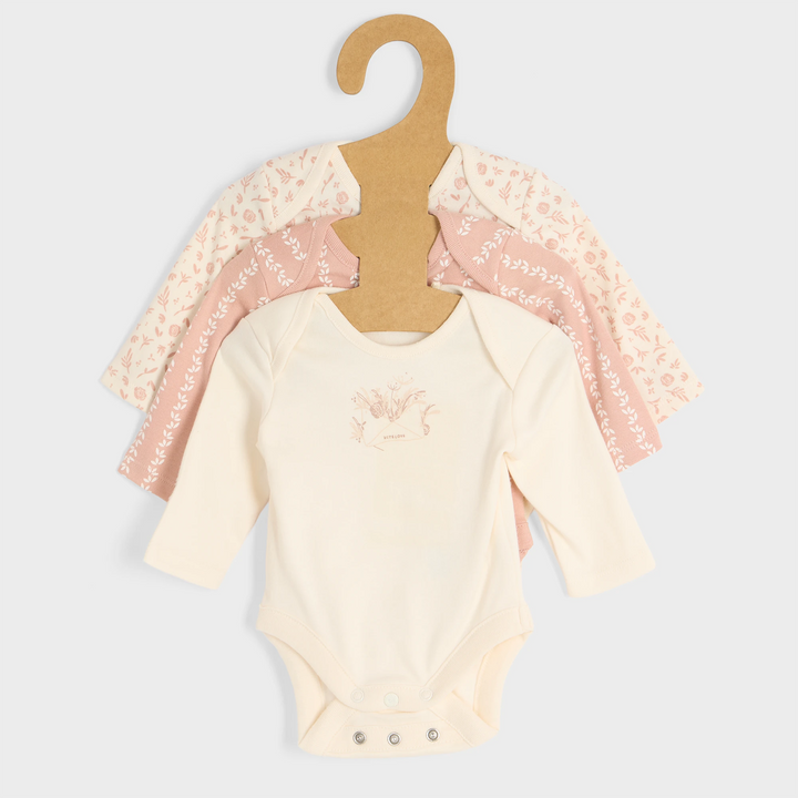 3pce With Love Flowers Organic Baby Vests