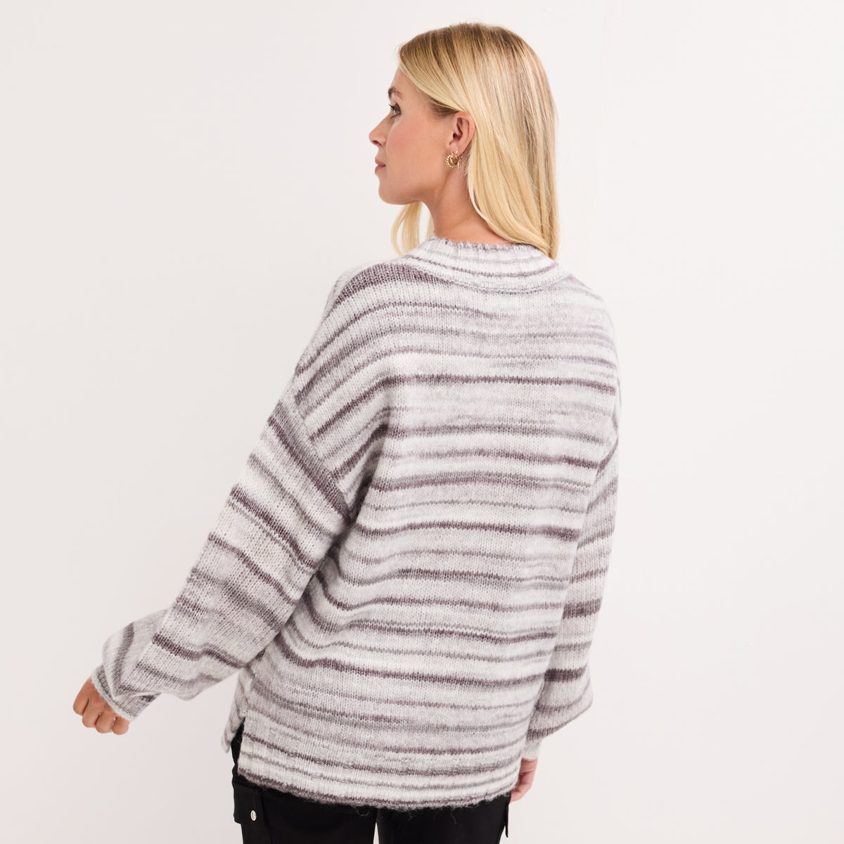 Ladies Multi Yarn Stripe Jumper