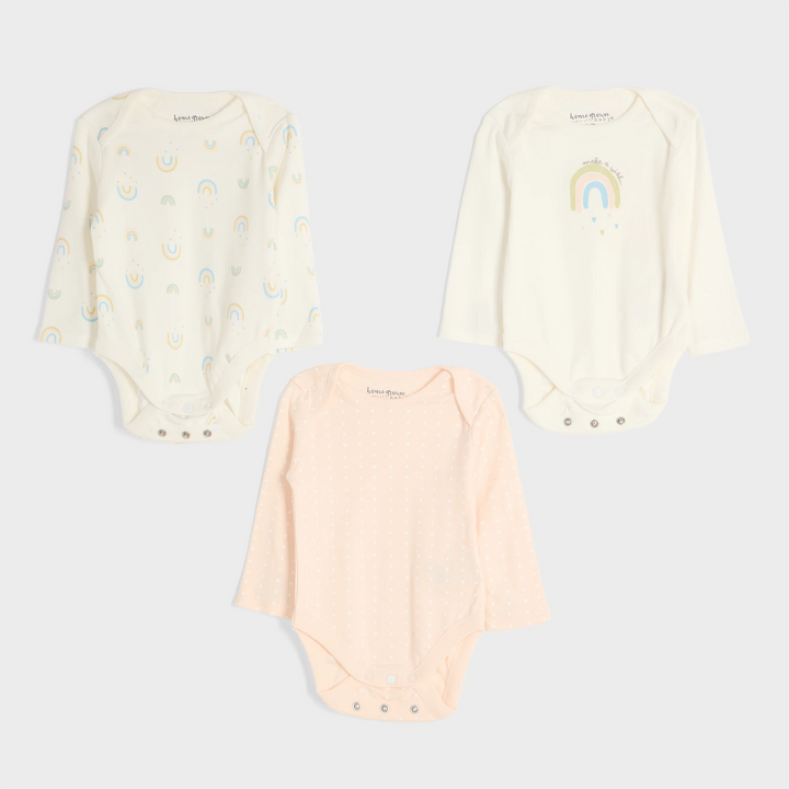 3pce Rainbow Organic Baby Vests