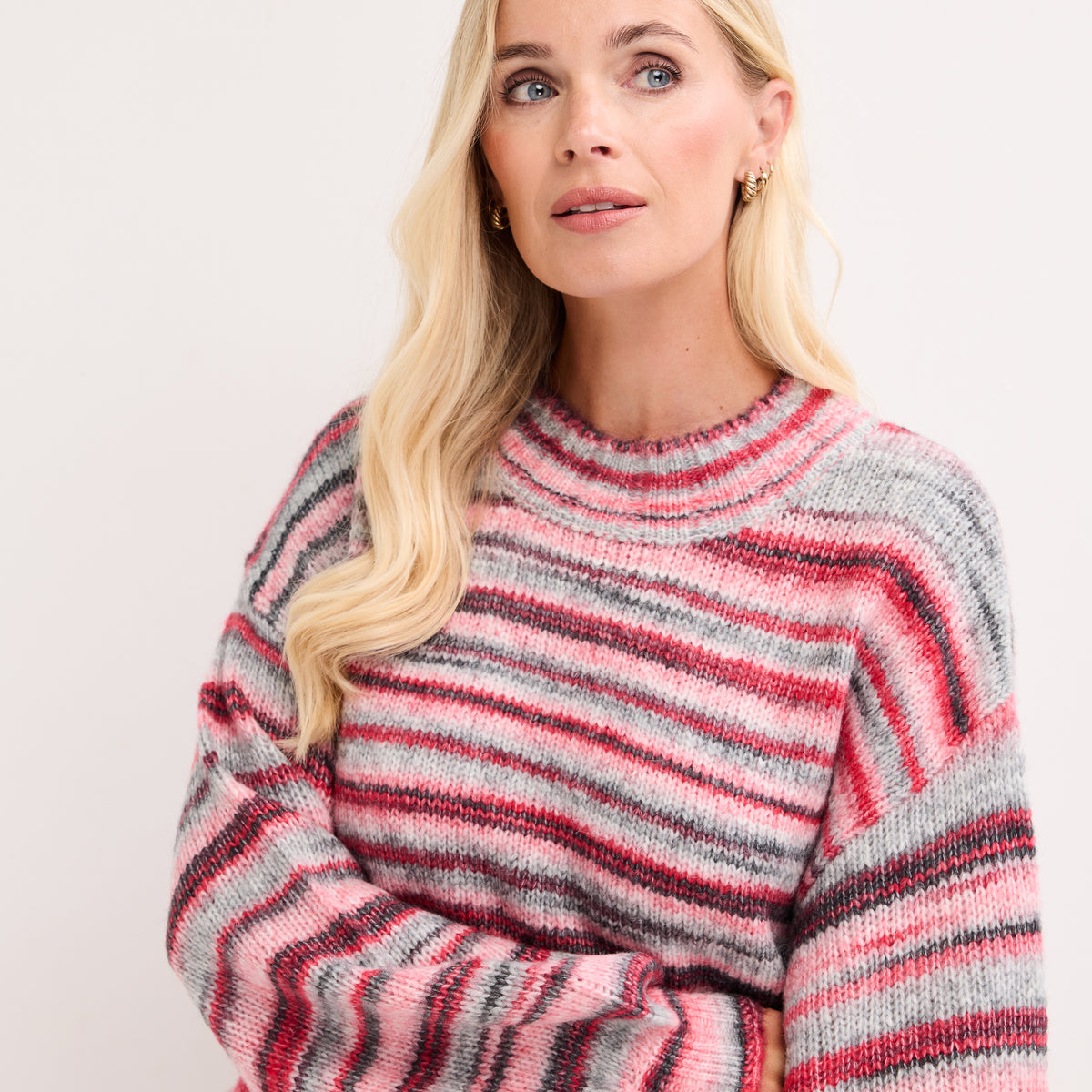 Ladies Multi Yarn Stripe Jumper