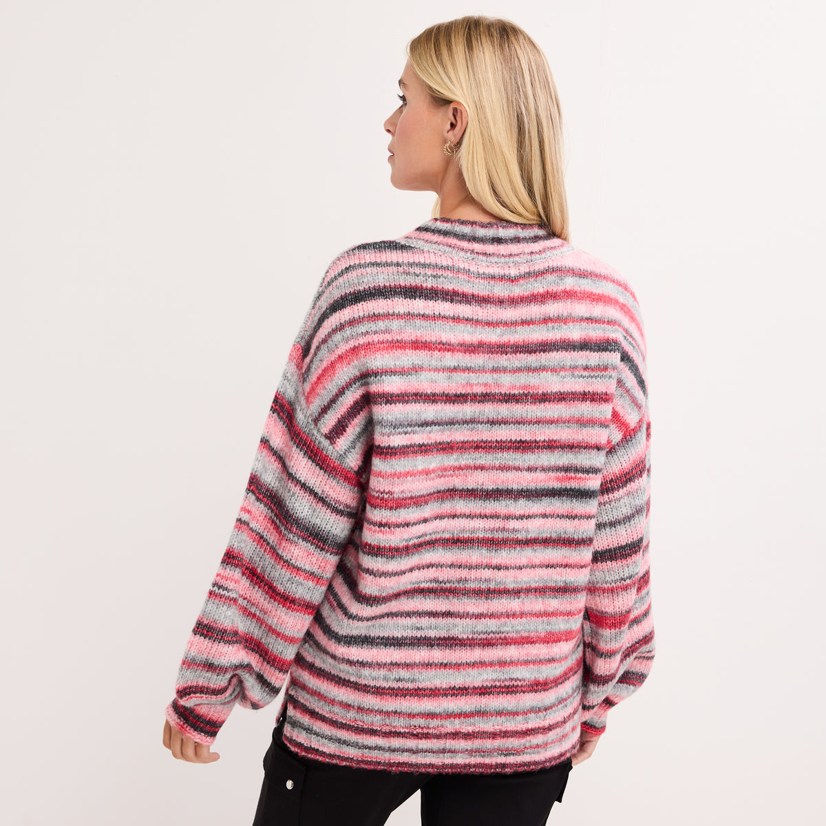 Ladies Multi Yarn Stripe Jumper