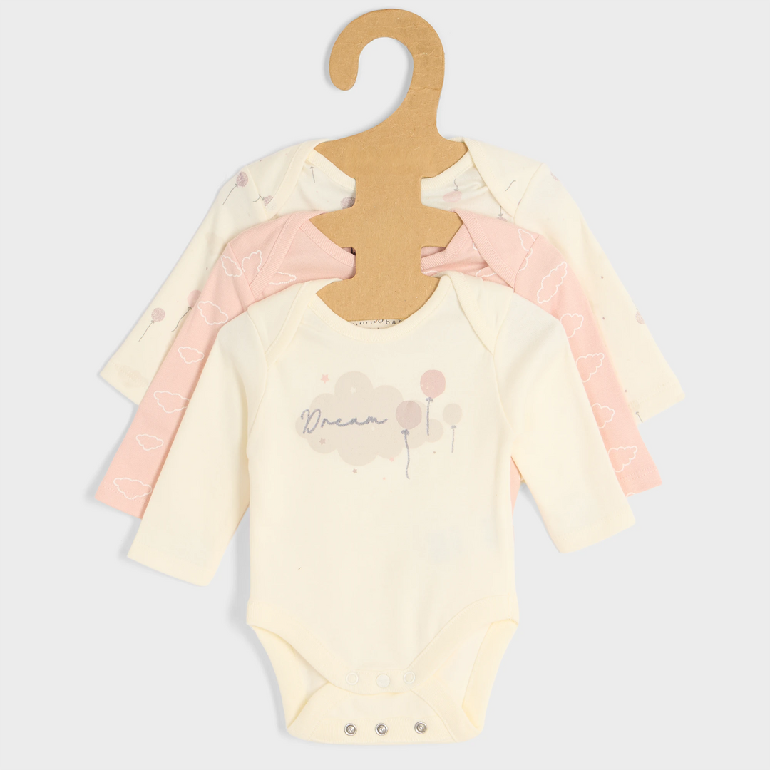 3pce Dreams Balloon Organic Baby Vests