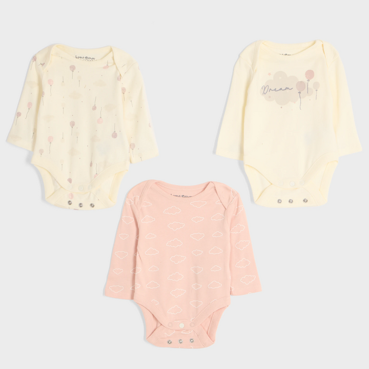 3pce Dreams Balloon Organic Baby Vests