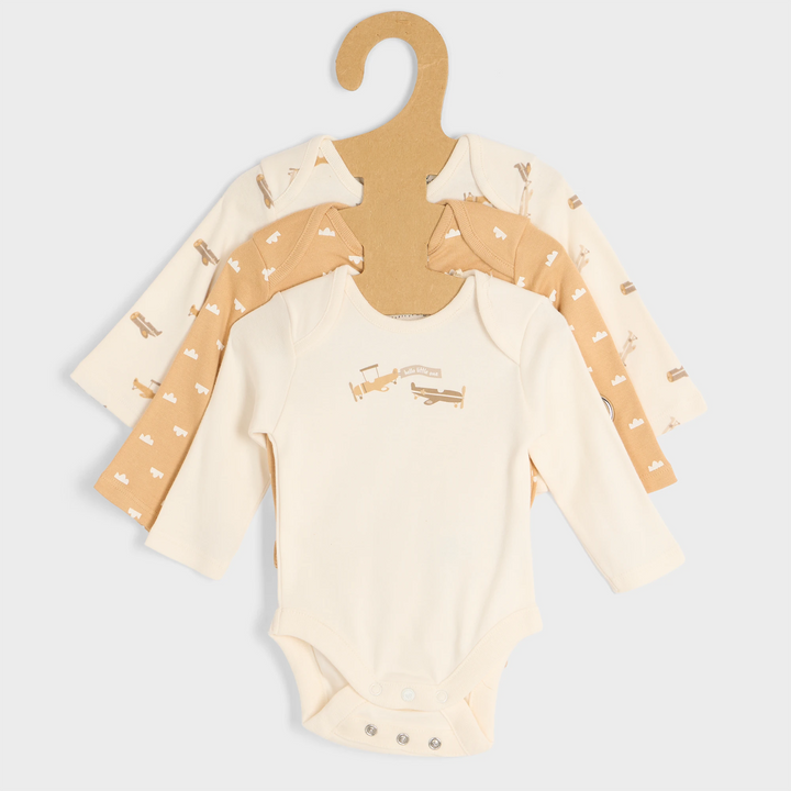 3pce Aeroplane Organic Baby Vests