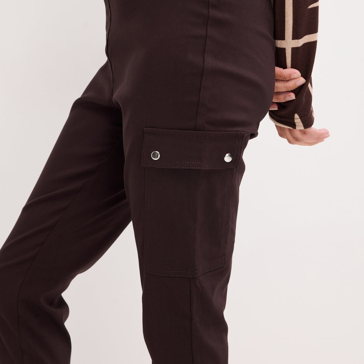 Ladies Chocolate Bengaline Combat Trouser
