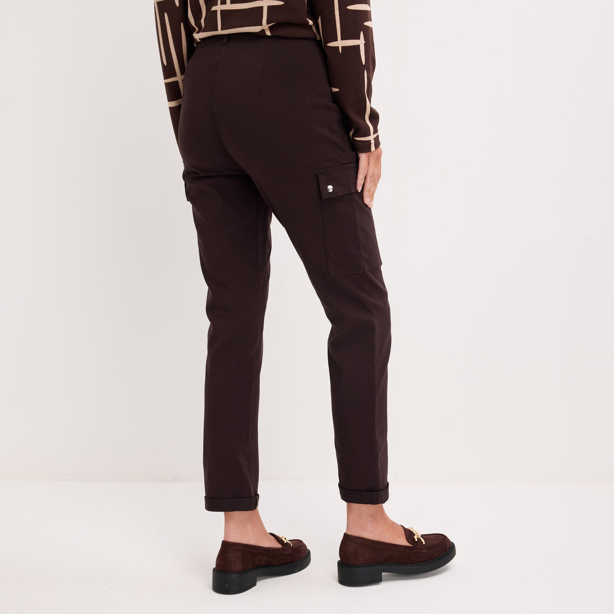 Ladies Chocolate Bengaline Combat Trouser