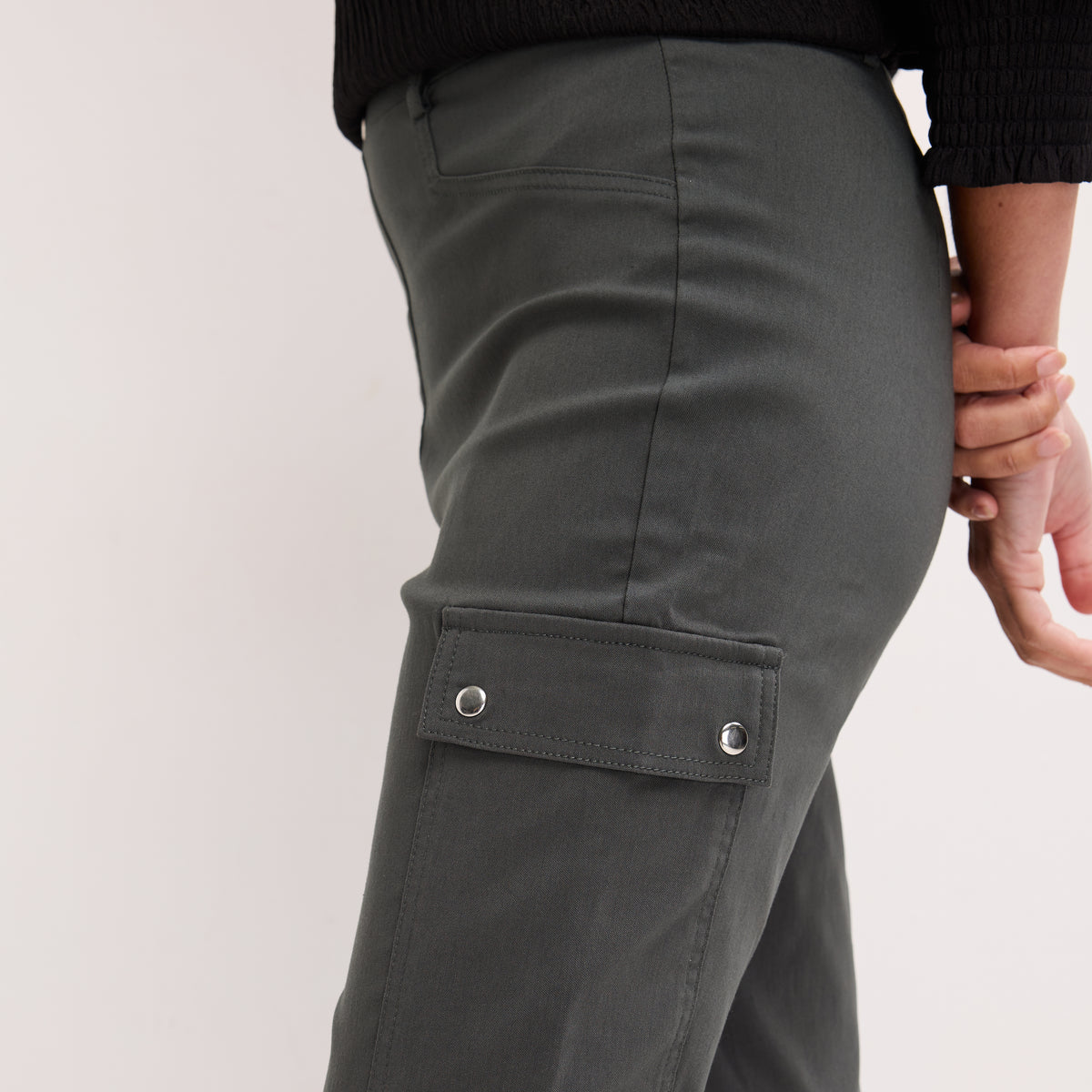 Ladies Dark Khaki Bengaline Combat Trouser