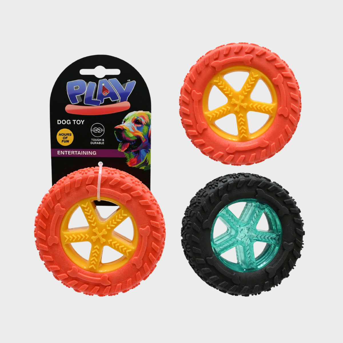 Dog Toy Tyre 12cm Assorted Colours