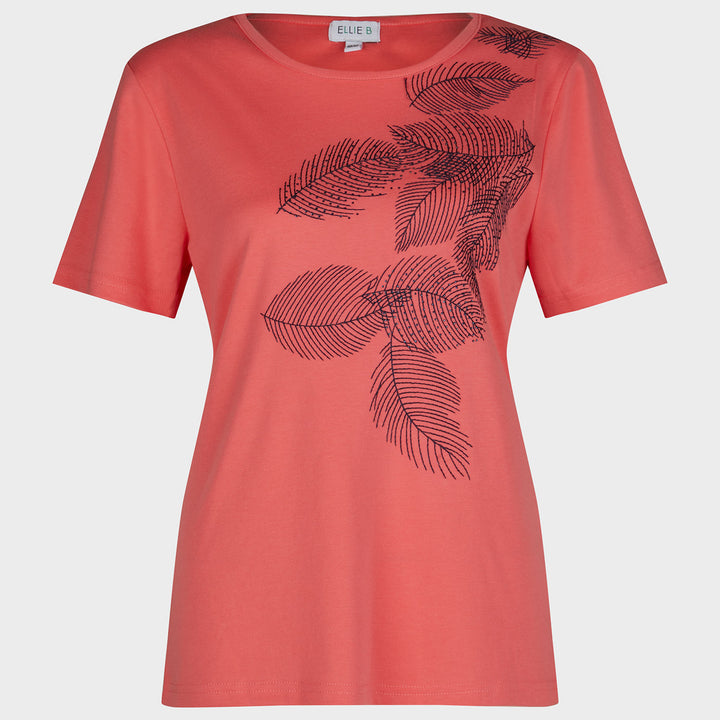 Ladies Leaf Embellished T-shirt