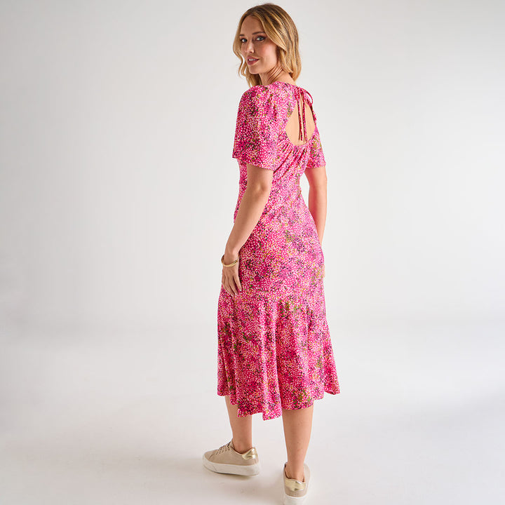 Ladies Pink Ditsy Printed Dress