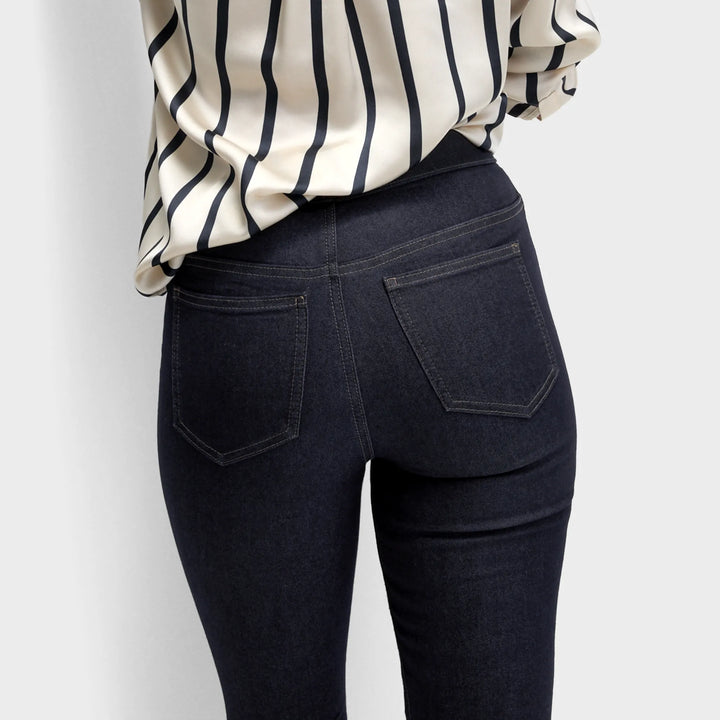 Ladies Dark Indigo Pull On High Waisted Jegging