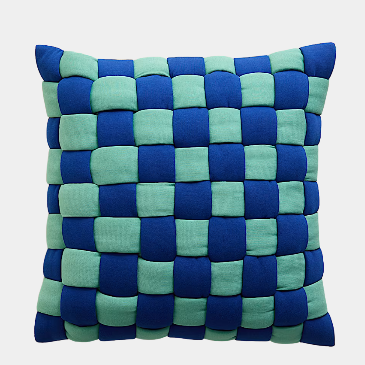 Blue Cotton Basket Weave Cushion