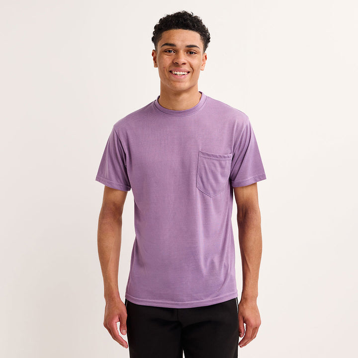 Mens Purple Crew Neck Pocket T-shirt
