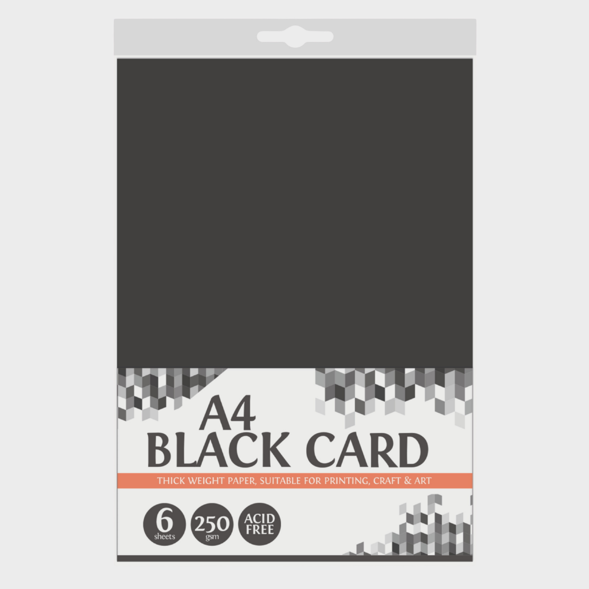 Black Card A4 250gsm 6 Sheets