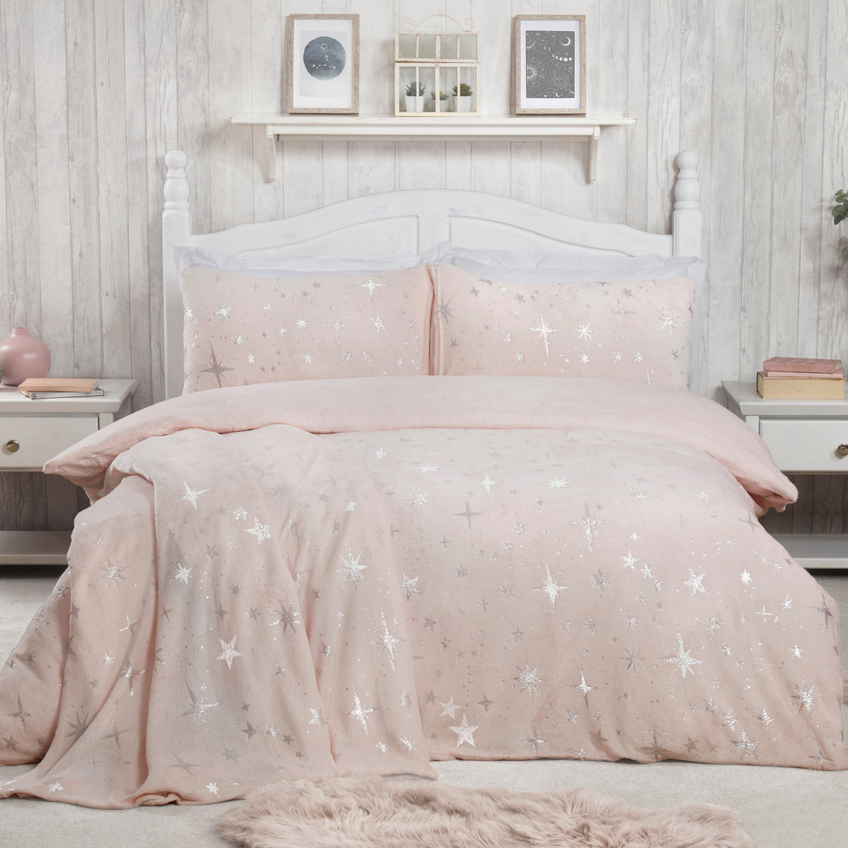 Sleepdown Star Foil Fleece Duvet Set