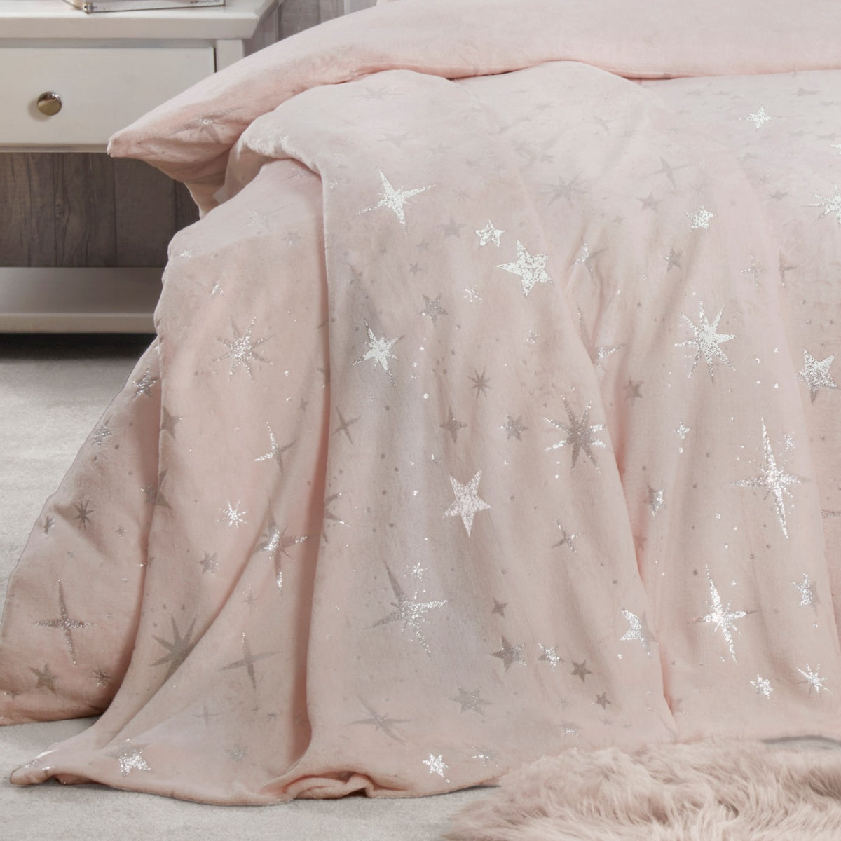 Sleepdown Star Foil Fleece Duvet Set