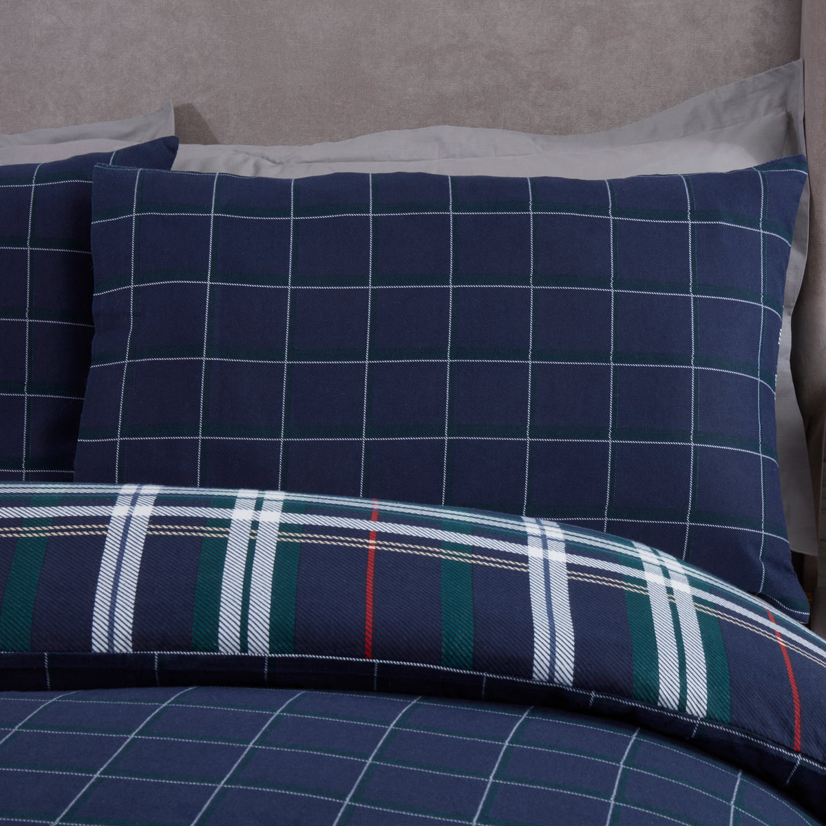 Sleepdown Tartan Check Navy Duvet Set