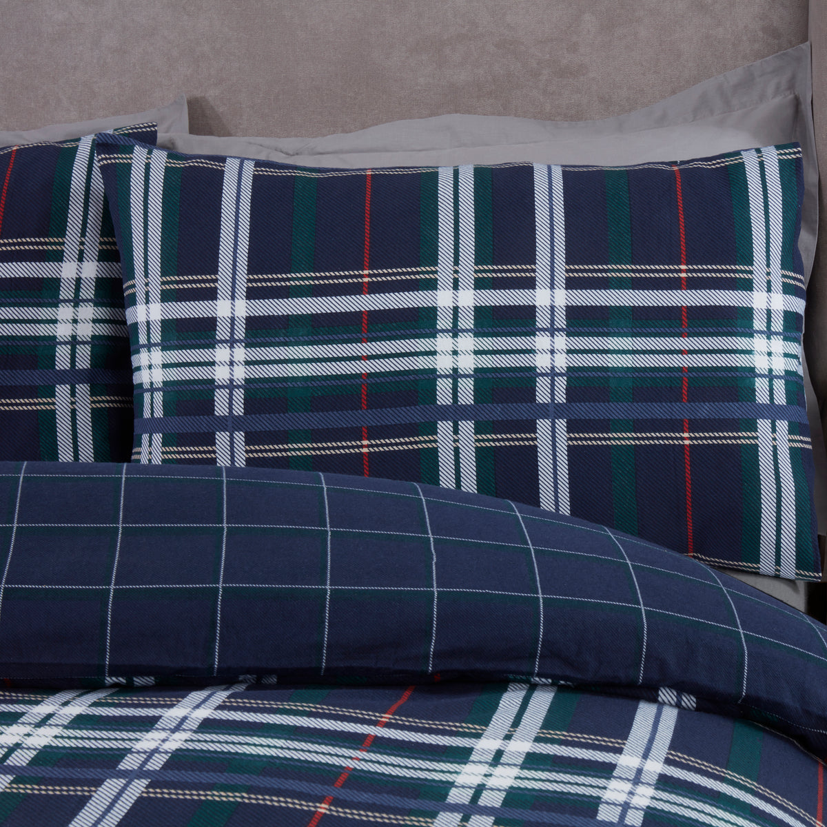 Sleepdown Tartan Check Navy Duvet Set